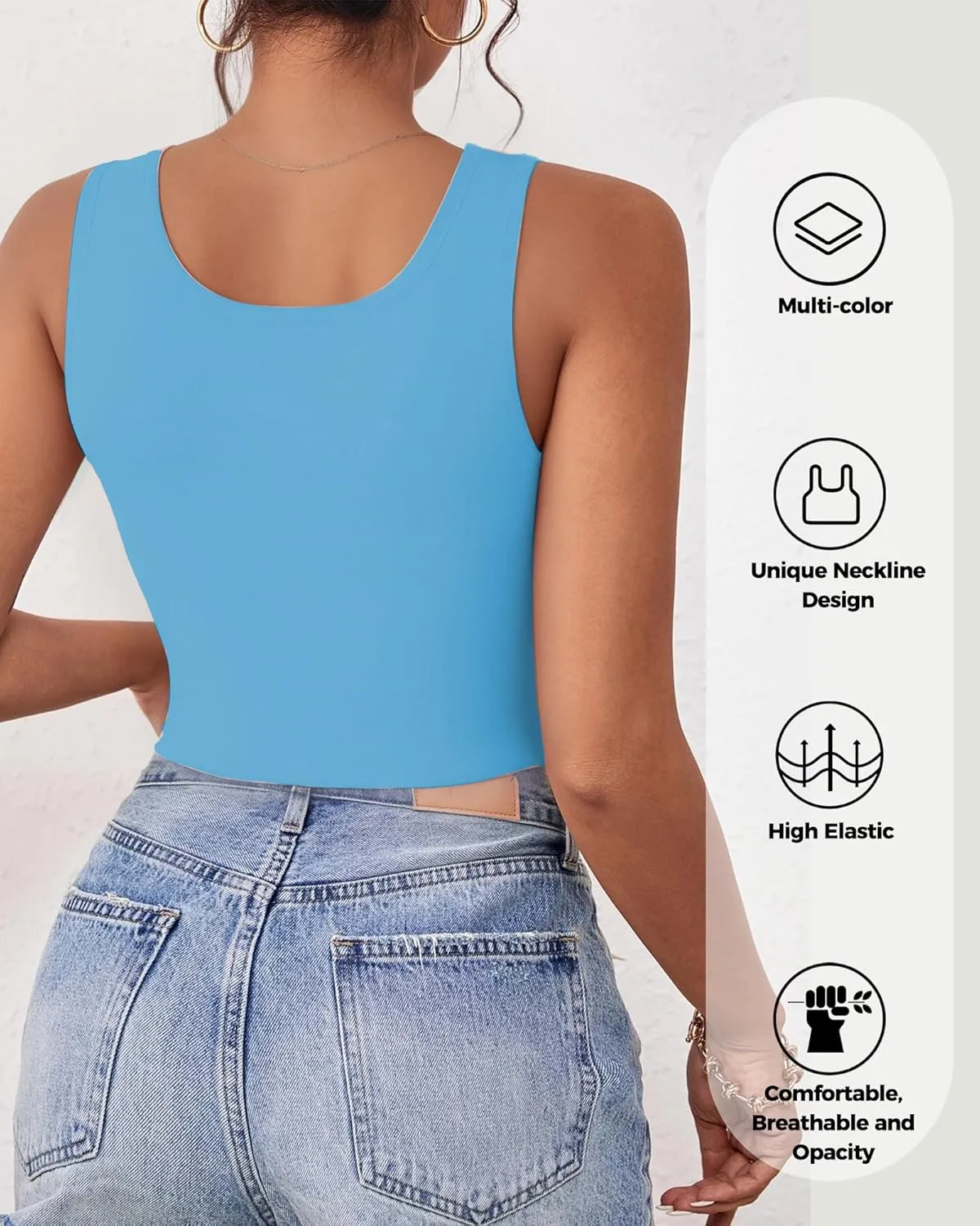 2Piece Crop Tops for Women, U Neck Sleeveless Tank Tops, Basic Cropped Racerback Going Out Tops Athletic Sports Shirts