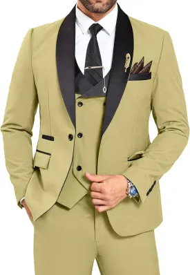 3 Piece Mens Tuxedo Suit Set Slim Fit Men Wedding Prom Party Suits Blazer Pants Shawl Collar Dinner Double Breasted Suit Set