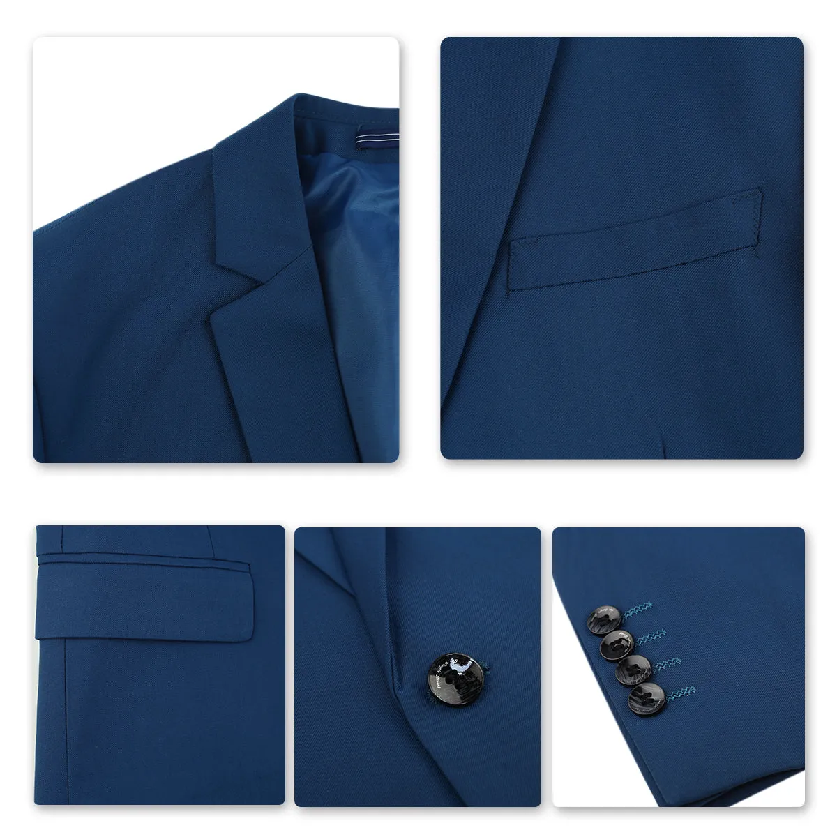 3-Piece One Button Formal Suit Classic Suit Blue