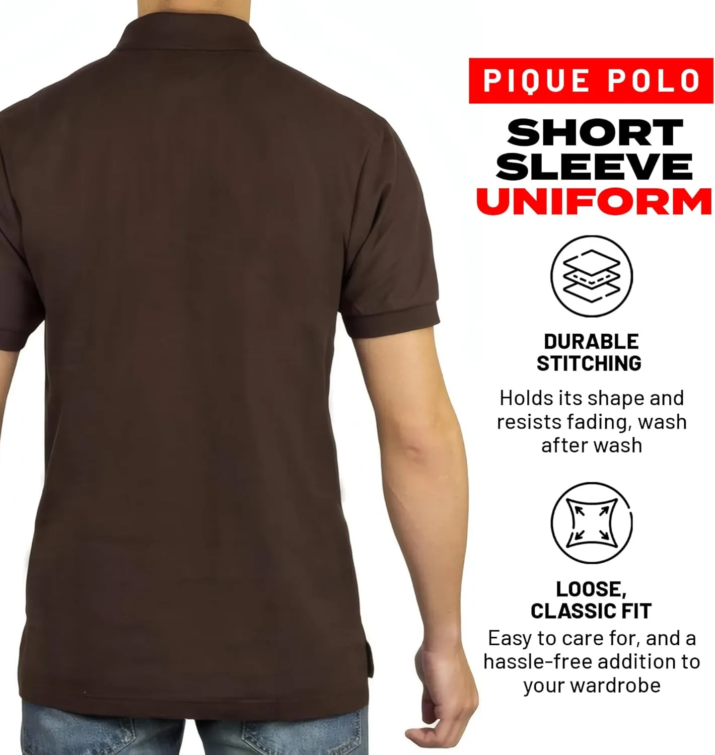 Access Men's Short Sleeve Classic Uniform Pique Polo Shirt