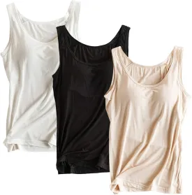 Alizeal 3 Pcs Women's Basic Solid Camisole Stretch Casual Tank Tops