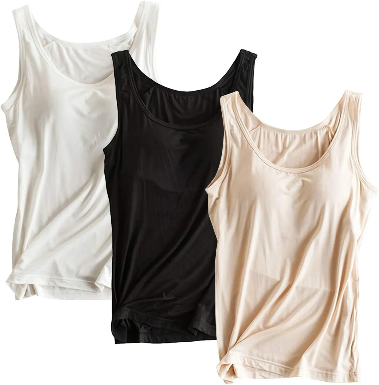 Alizeal 3 Pcs Women's Basic Solid Camisole Stretch Casual Tank Tops