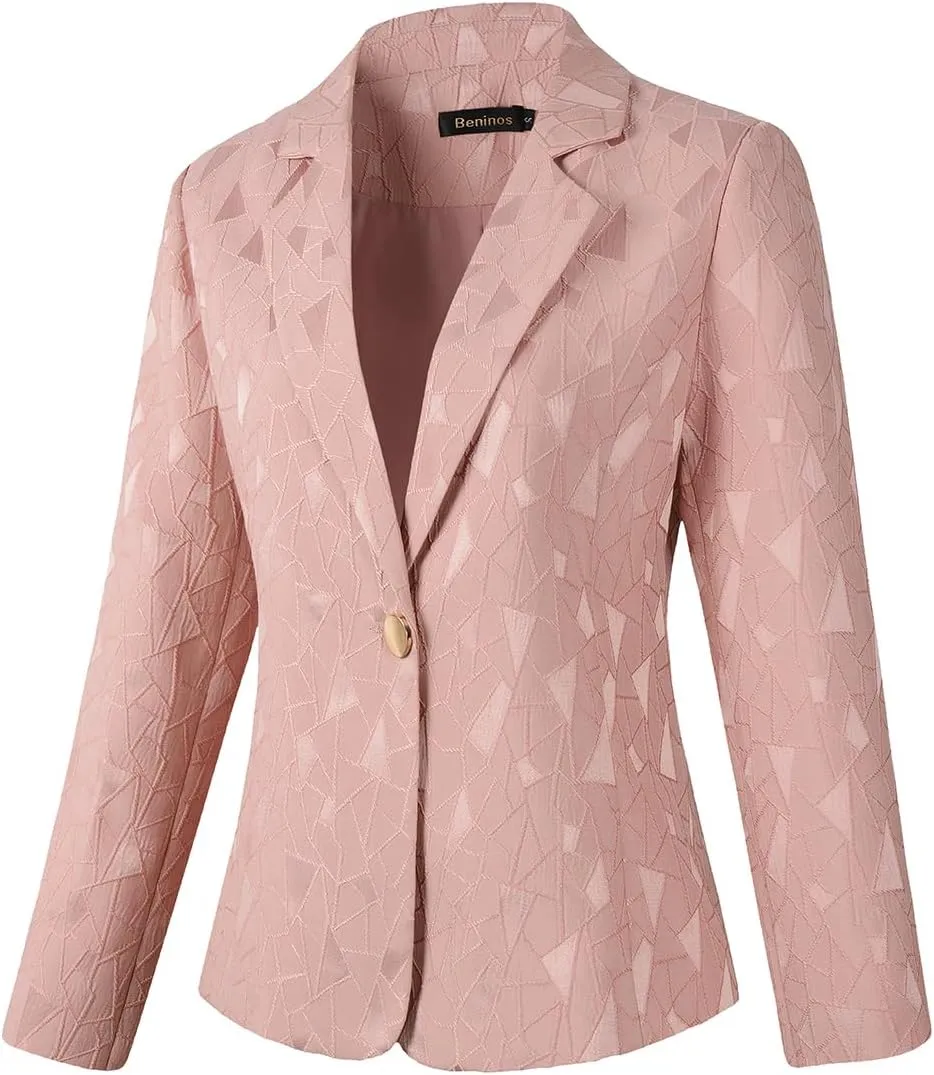 Beninos Womens 3/4 Sleeve Lightweight Office Work Suit Jacket Blazer