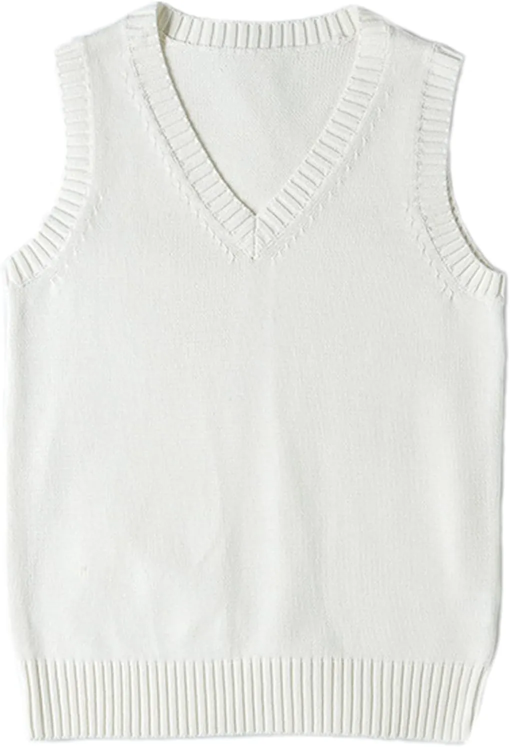 Blostirno Womens Sweater Vest V Neck JK Uniform Kint Vests Solid Classic Sleeveless Pullover Sweaters Tops