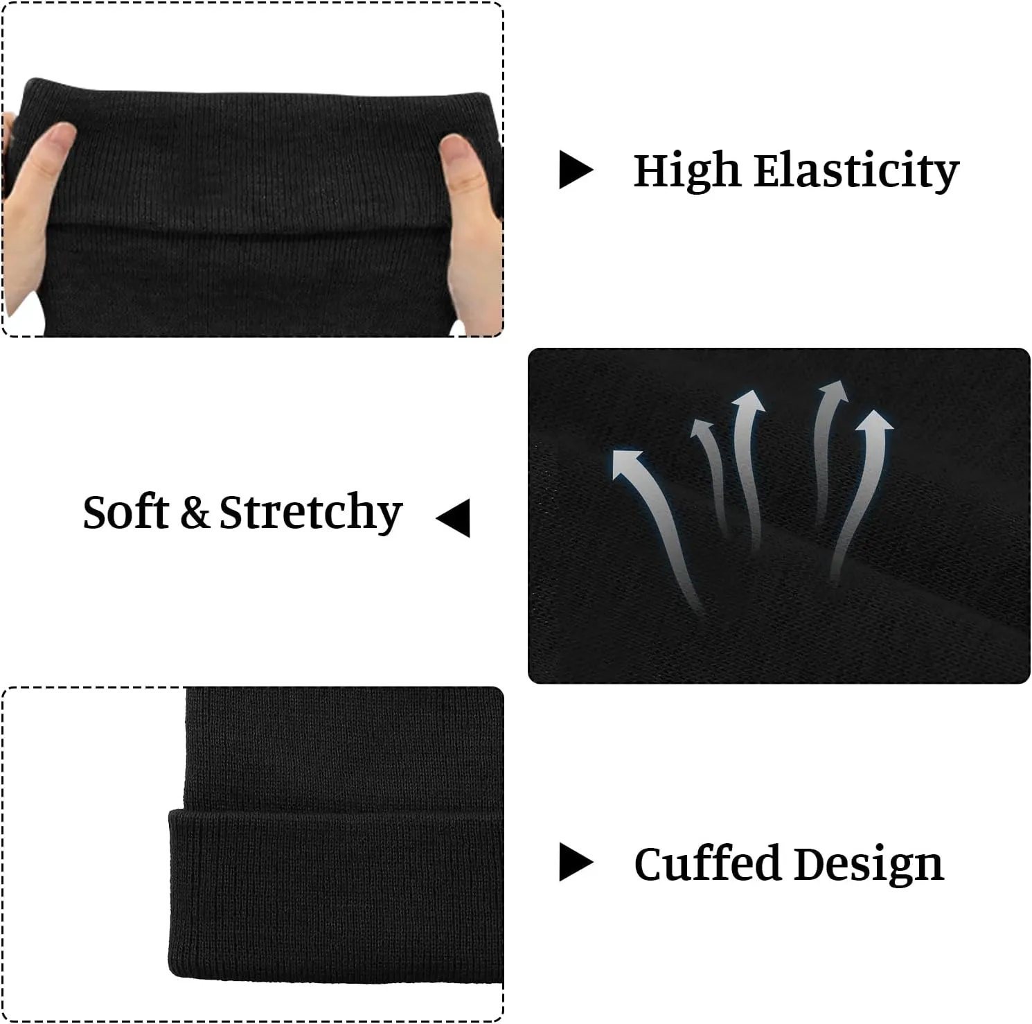 Century Star Beanie for Men Women Black Beanie Hat Soft Winter Beanies Cuff Beanie Skull Caps Knit Hats