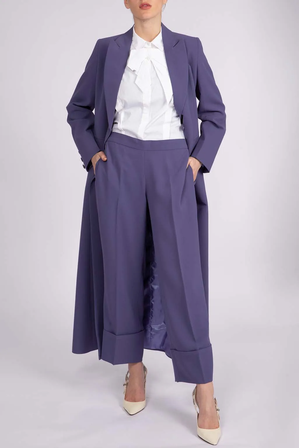 Chic purple full length blazer and trousers suit DC2007