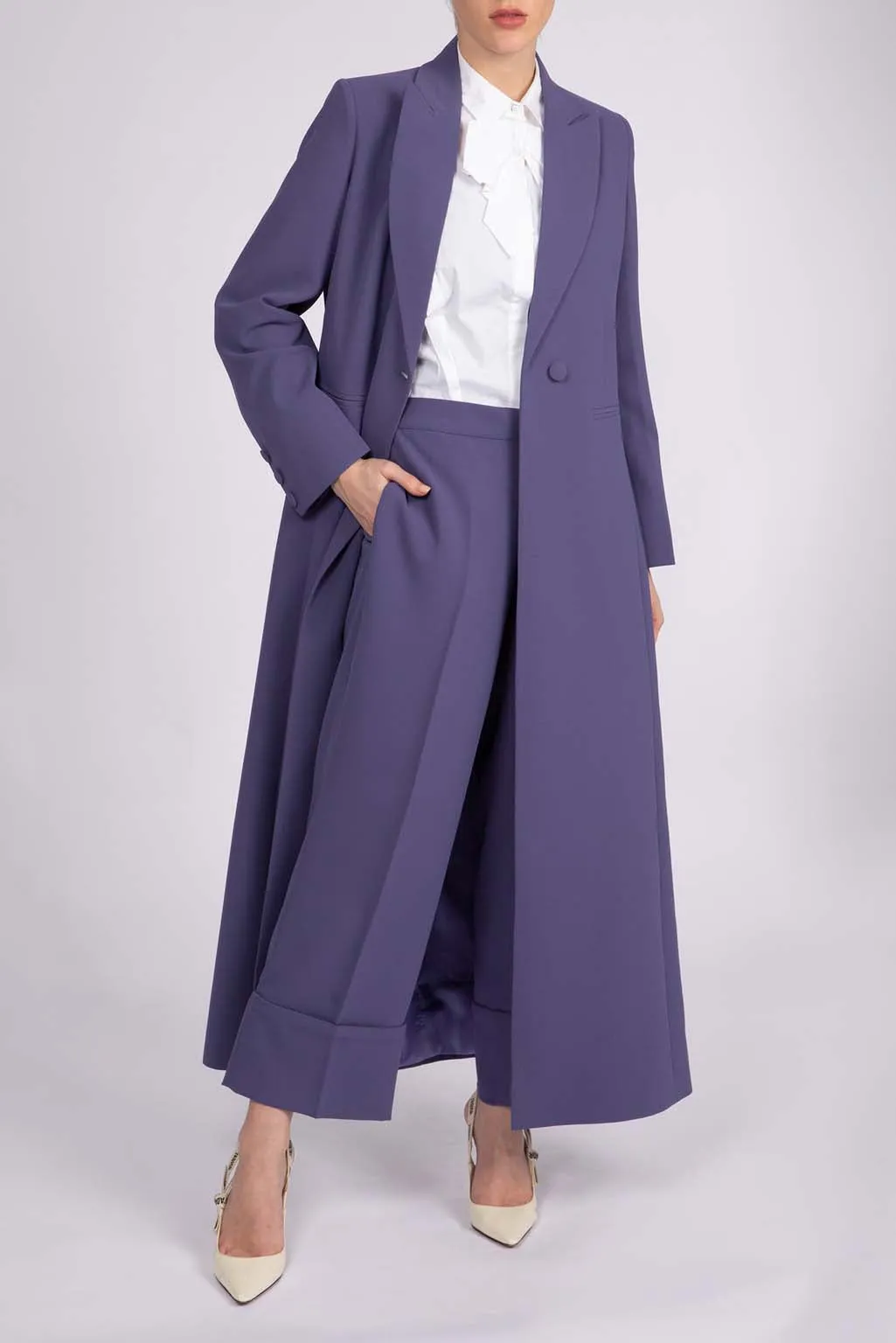 Chic purple full length blazer and trousers suit DC2007