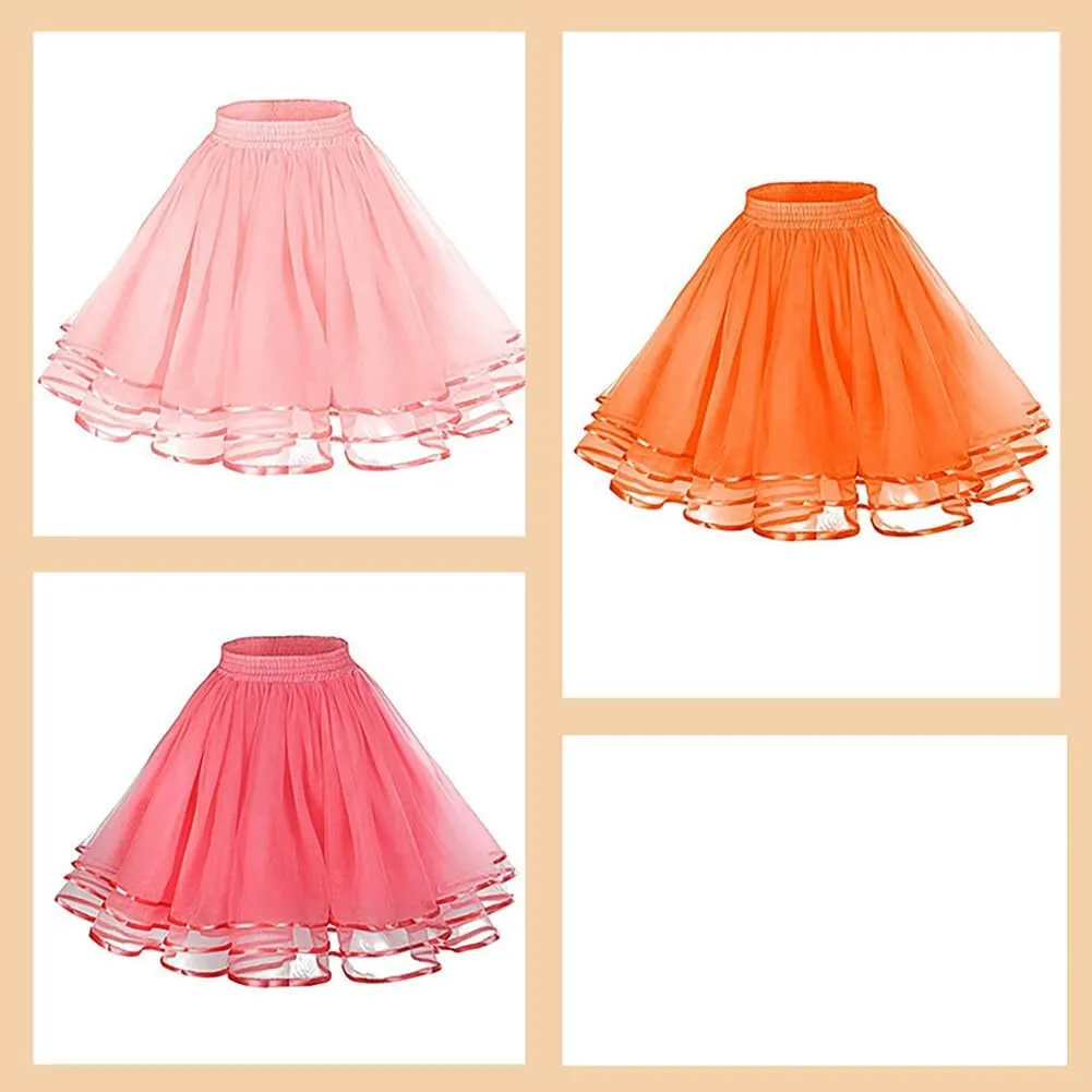 Crinoline Tutu Underskirts for Women 50s Petticoat Skirt Rockabilly Dress Knee Underskirt for Dresses Puffy Skirt