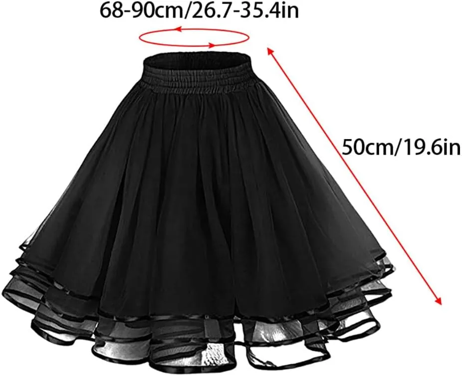 Crinoline Tutu Underskirts for Women 50s Petticoat Skirt Rockabilly Dress Knee Underskirt for Dresses Puffy Skirt