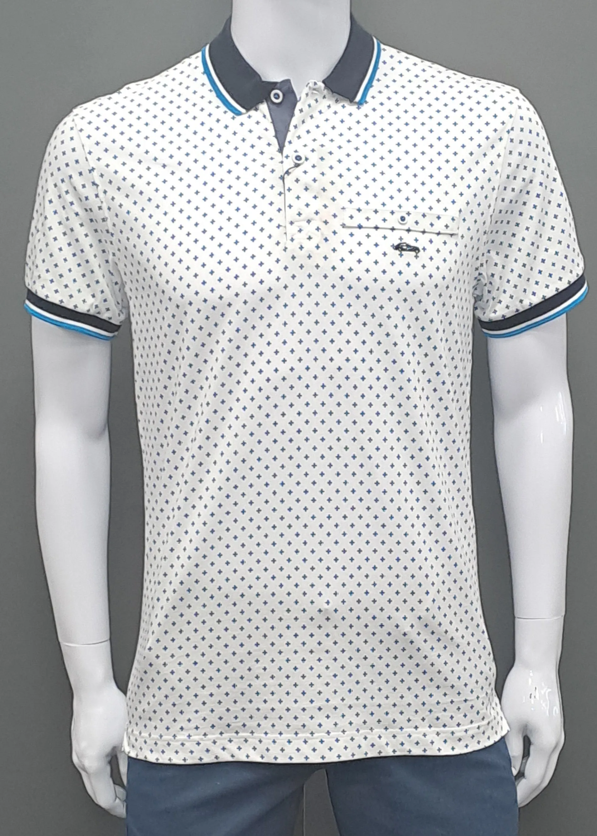 Dario Beltran Short Sleeve Polo 542 - White/Blue
