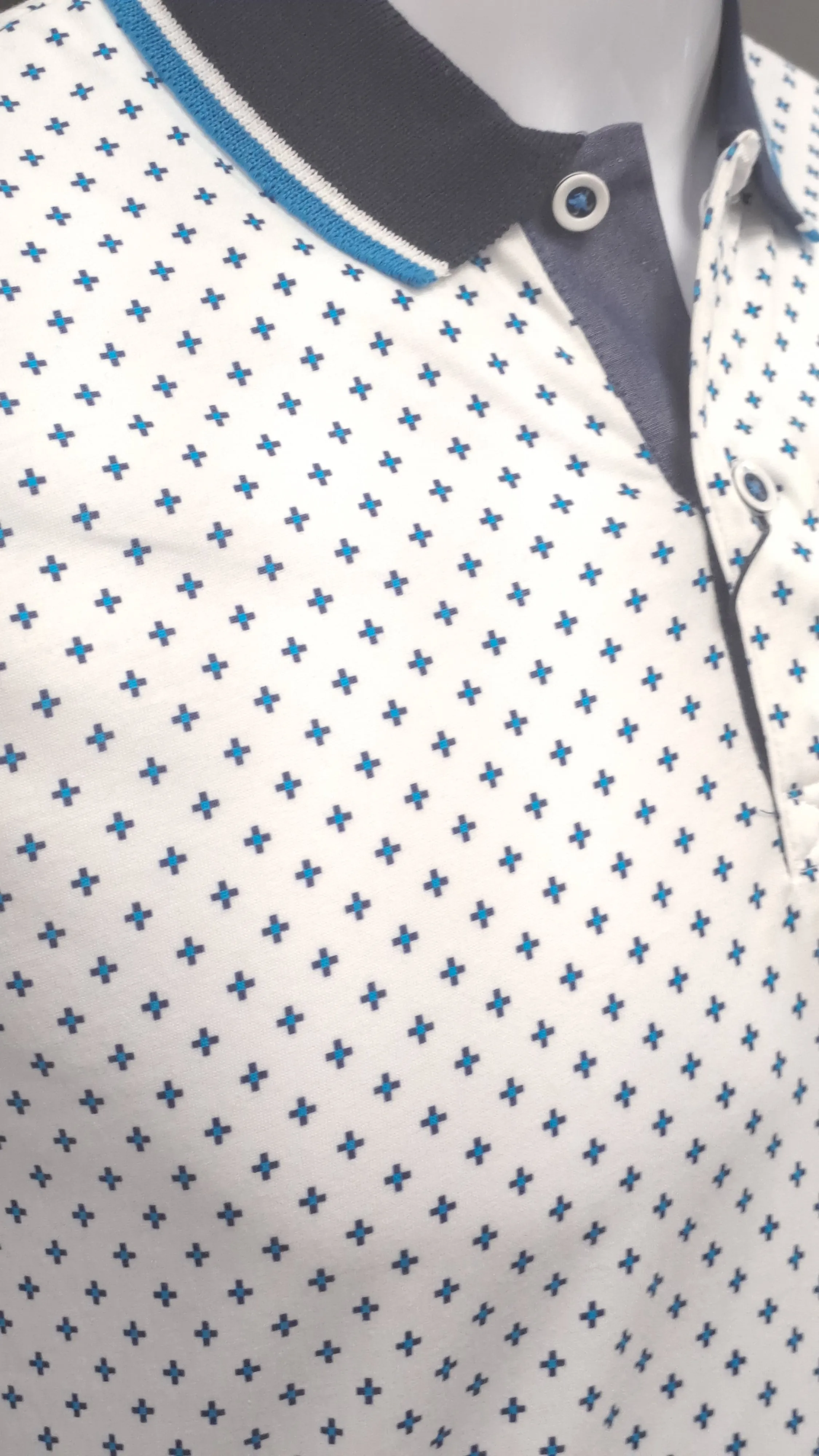 Dario Beltran Short Sleeve Polo 542 - White/Blue