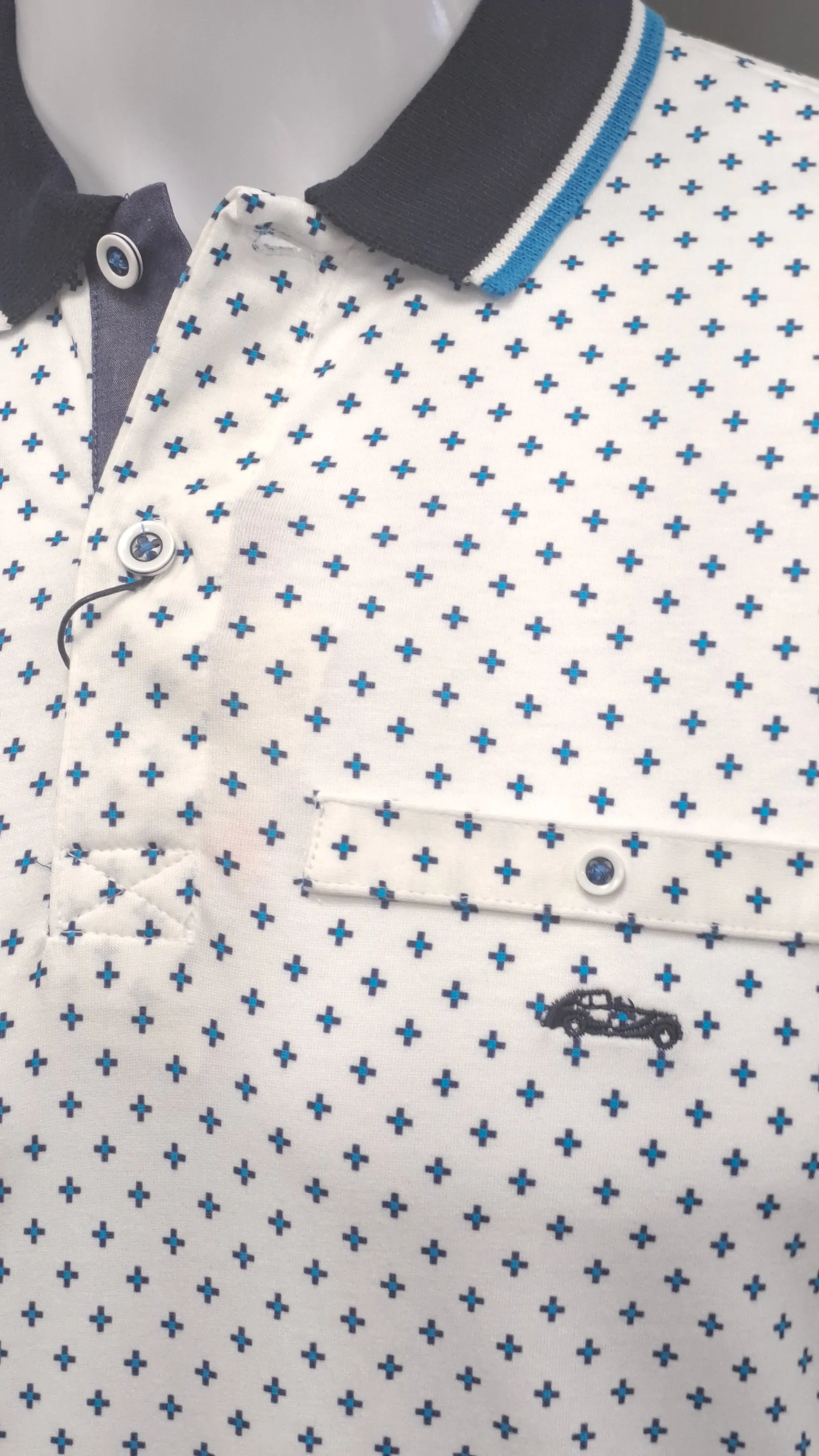 Dario Beltran Short Sleeve Polo 542 - White/Blue