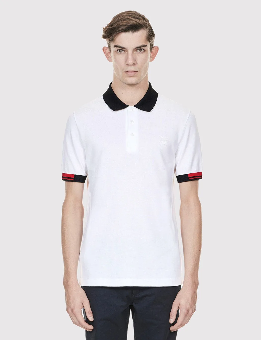 Fred Perry x Raf Simons Tipped Cuff Pique Shirt - White