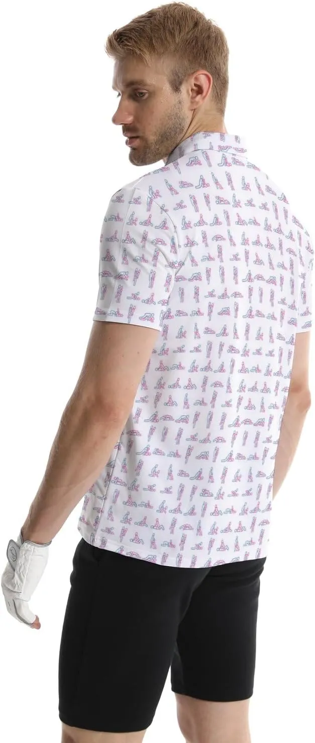 Funny Golf Polos for Men Funny Print Short Sleeve Shirts Quick Dry Polo Shirts Hawaiian Shirt Performance Golf Outfits