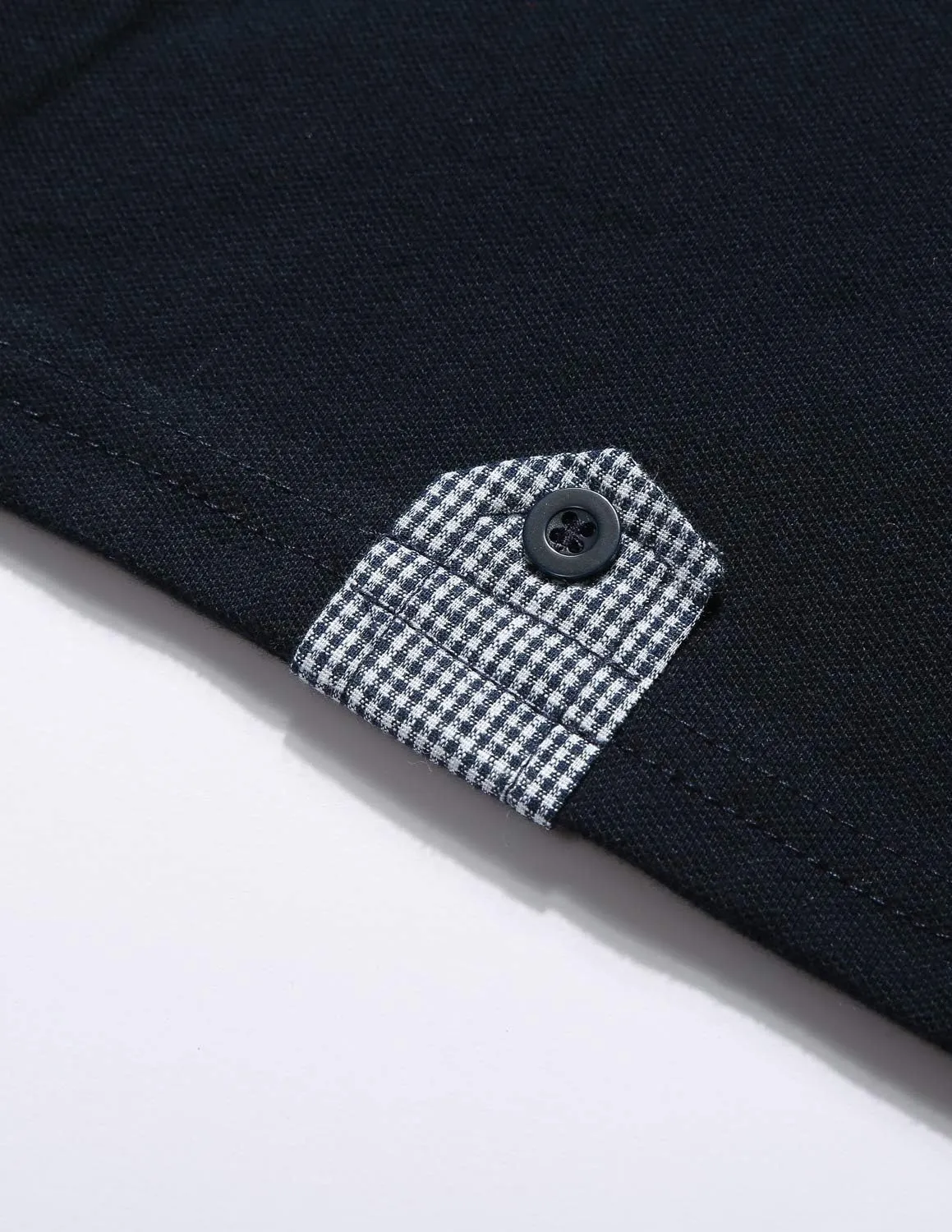 GHYUGR Men's Classic Plaid Splicing Long Sleeve Golf Polo Real Pocket Business Casual T-Shirt