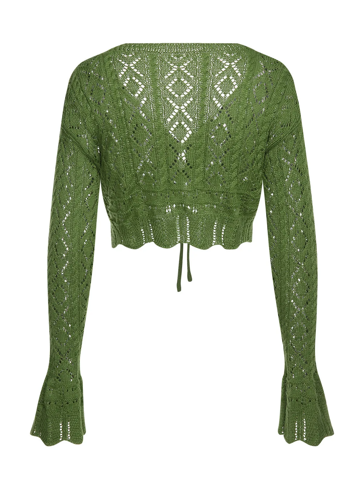Green 1960s Cutout Strappy Crochet Cover-Up