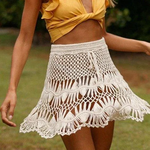 Handmade Crochet Mini Knitted Skirt