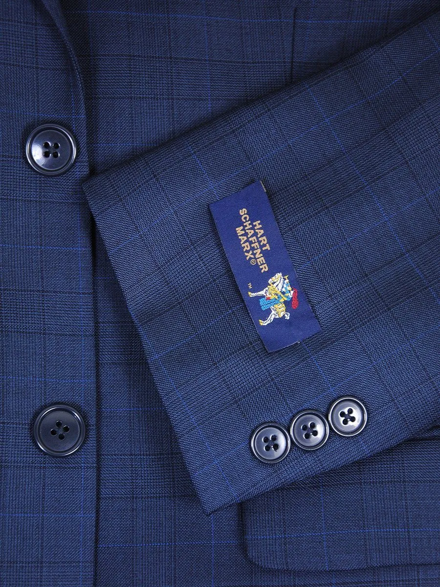 Hart Schaffner Marx 17579 100% Tropical Worsted Wool Boy's Suit - Glen Plaid - Navy