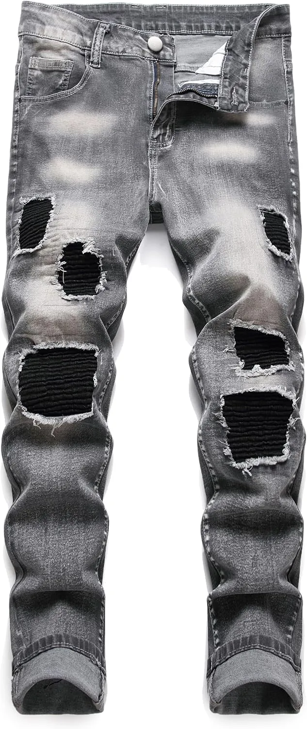 Jeans for Men Stretch Slim Fit Denim Comfort Flex Waist Colored Pants Strechy Regular Fit Tapered Leg