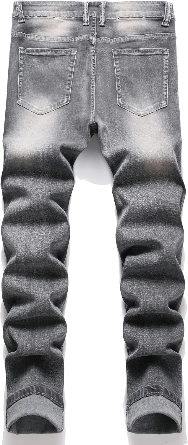 Jeans for Men Stretch Slim Fit Denim Comfort Flex Waist Colored Pants Strechy Regular Fit Tapered Leg