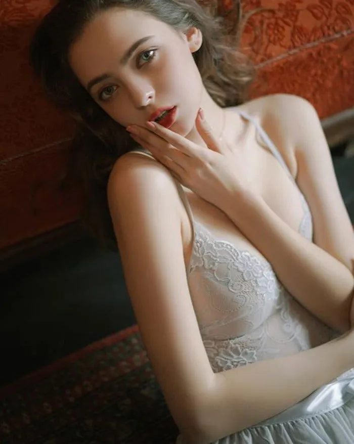 Lace Mesh Double Slit Long Nightdress