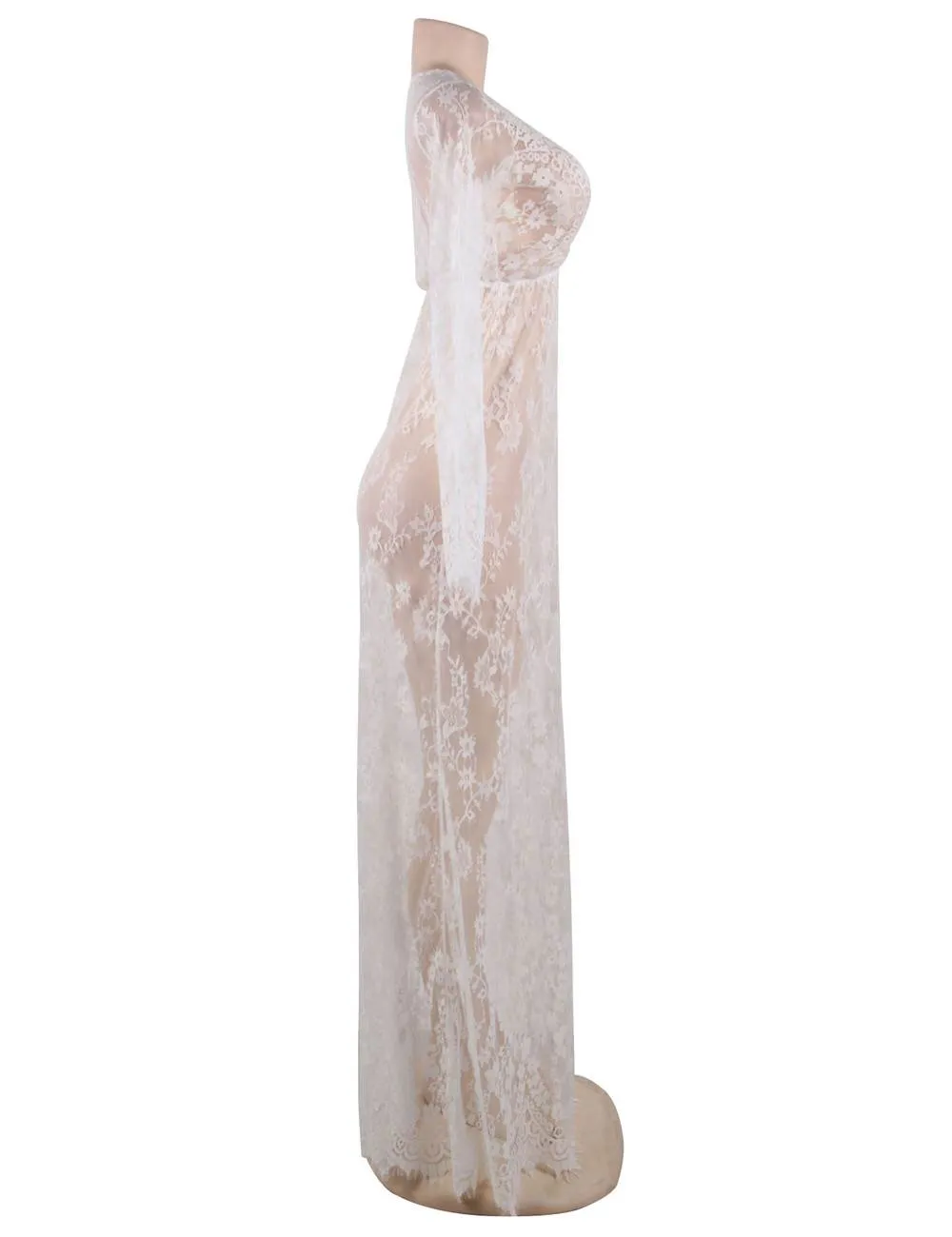 Long Nightdress With Thong Sexy See-through V Neck Sleepwear Egypt