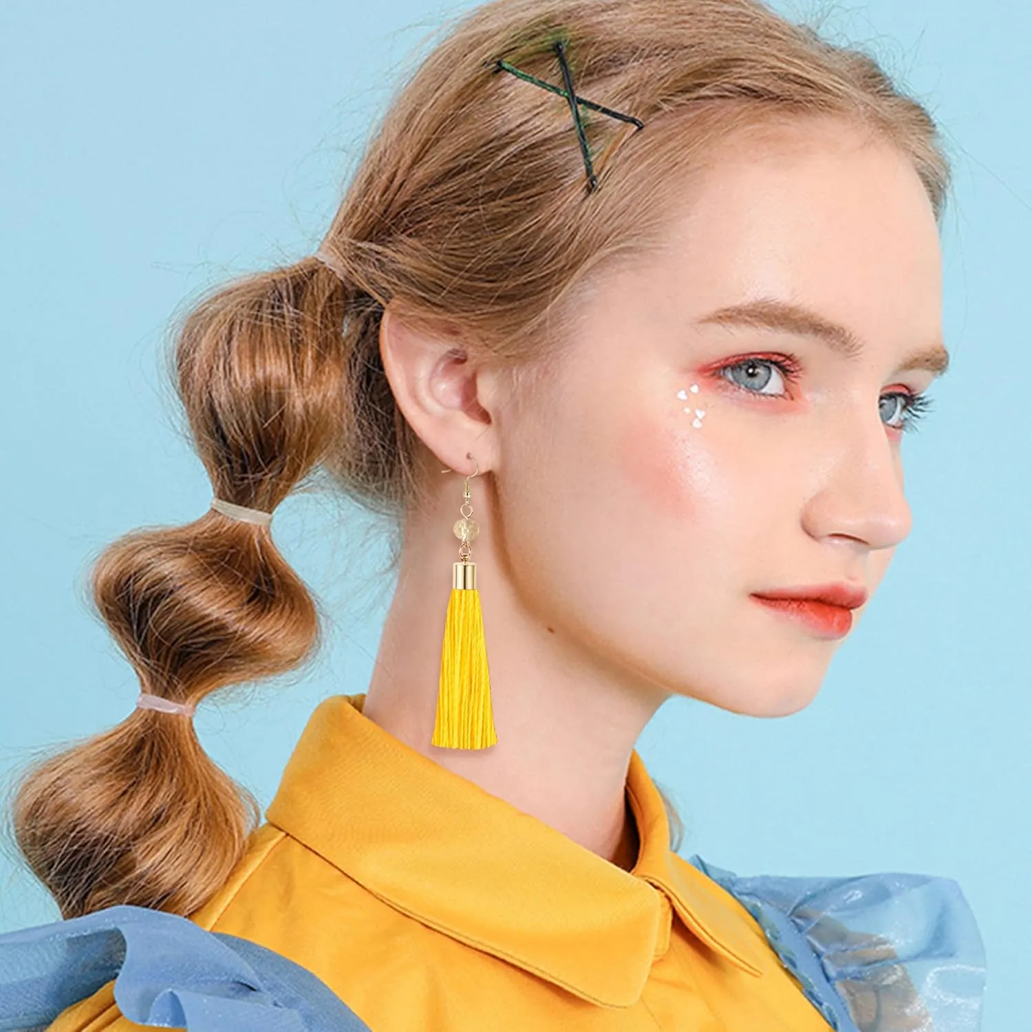 LOYALLOOK 4Pairs Tassel Earrings For Women Fan Shape Tassel Earrings Long Thread Tassel Earrings Bohemian Fringe Drop Handmade Earrings