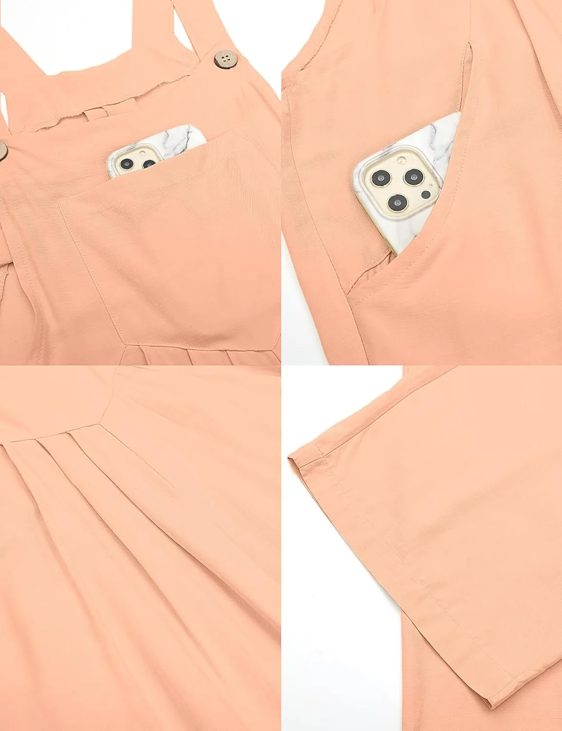 luvamia Jumpsuits for Women Casual Loose Wide Leg Boho Overall Jumpsuit Baggy Summer Outfits with Pockets Bib Overalls