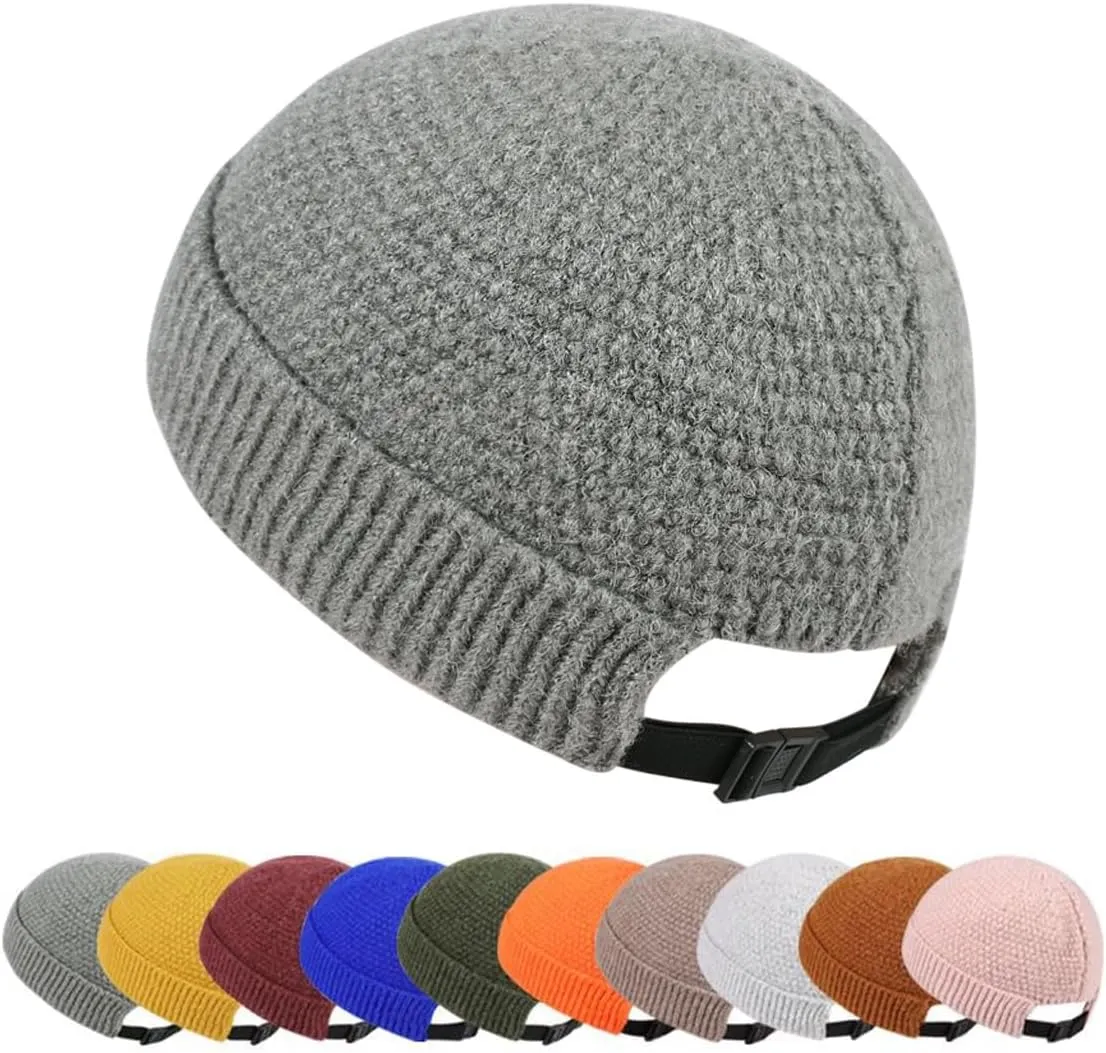 Mens Brimless Hats Adjustable Docker Cap Unisex Winter Casual Knitted Beanie Skull Caps