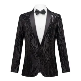 Men's Shawl Lapel Subtile Sequin Embroidery Black Tuxedo