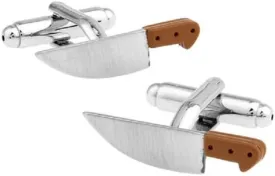 MRCUFF Cook Chef Knife Knives Butcher Cow Steak Pair Cufflinks in a Presentation Gift Box & Polishing Cloth