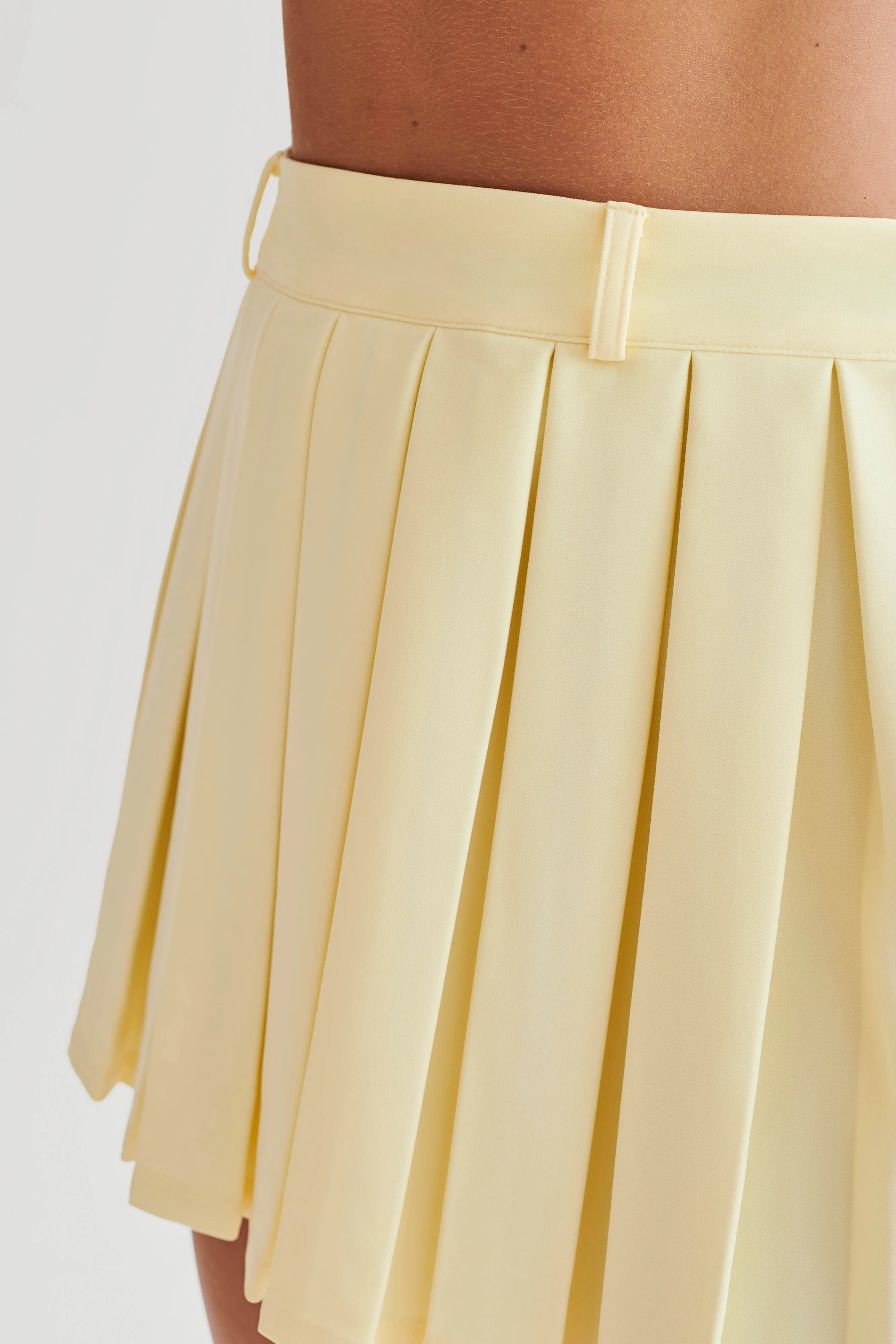 Mura Pleated Mini Skirt - Lemon
