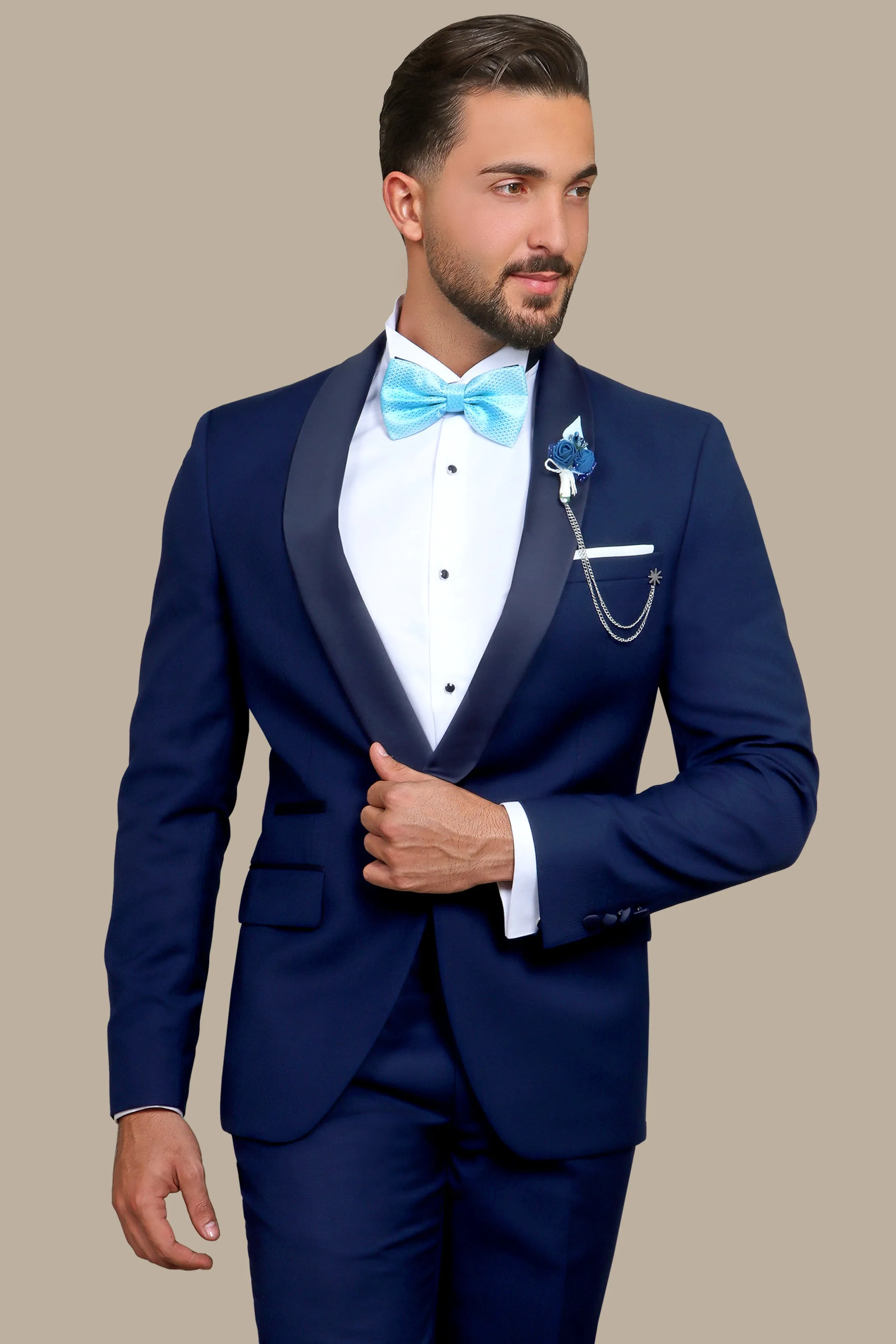 Navy Structured Shawl Collar Tuxedo