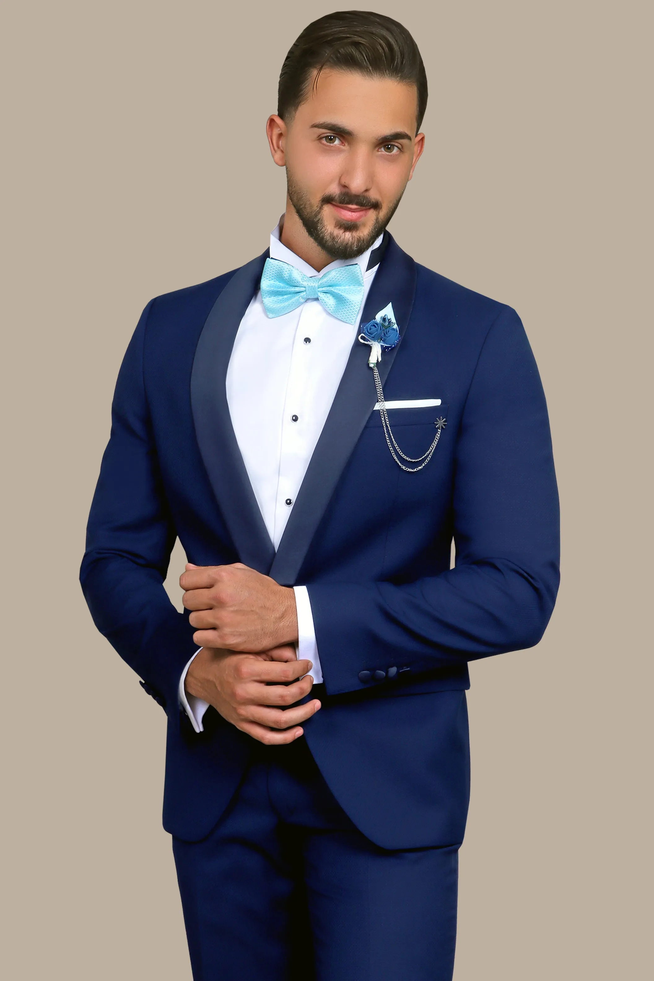 Navy Structured Shawl Collar Tuxedo