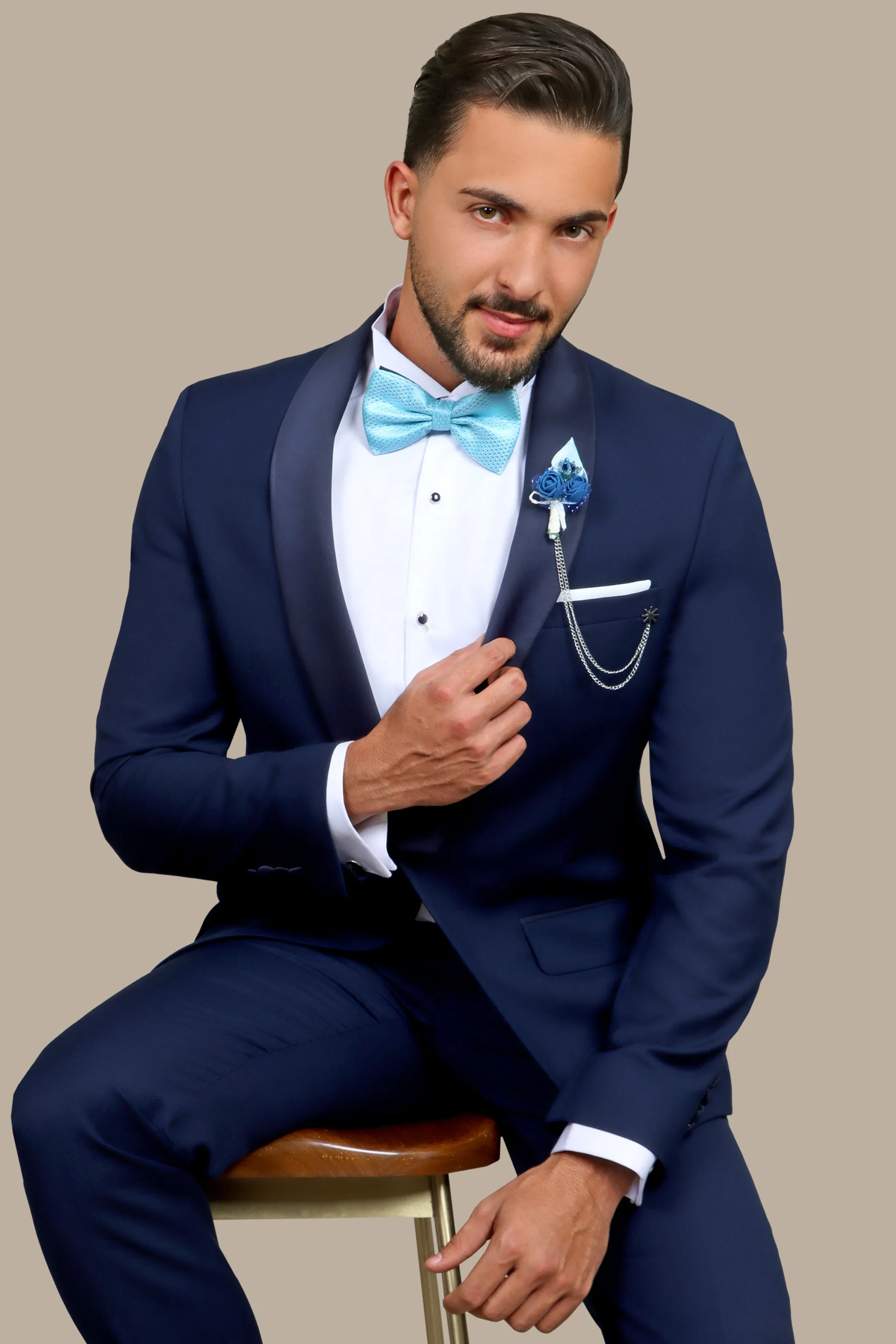 Navy Structured Shawl Collar Tuxedo