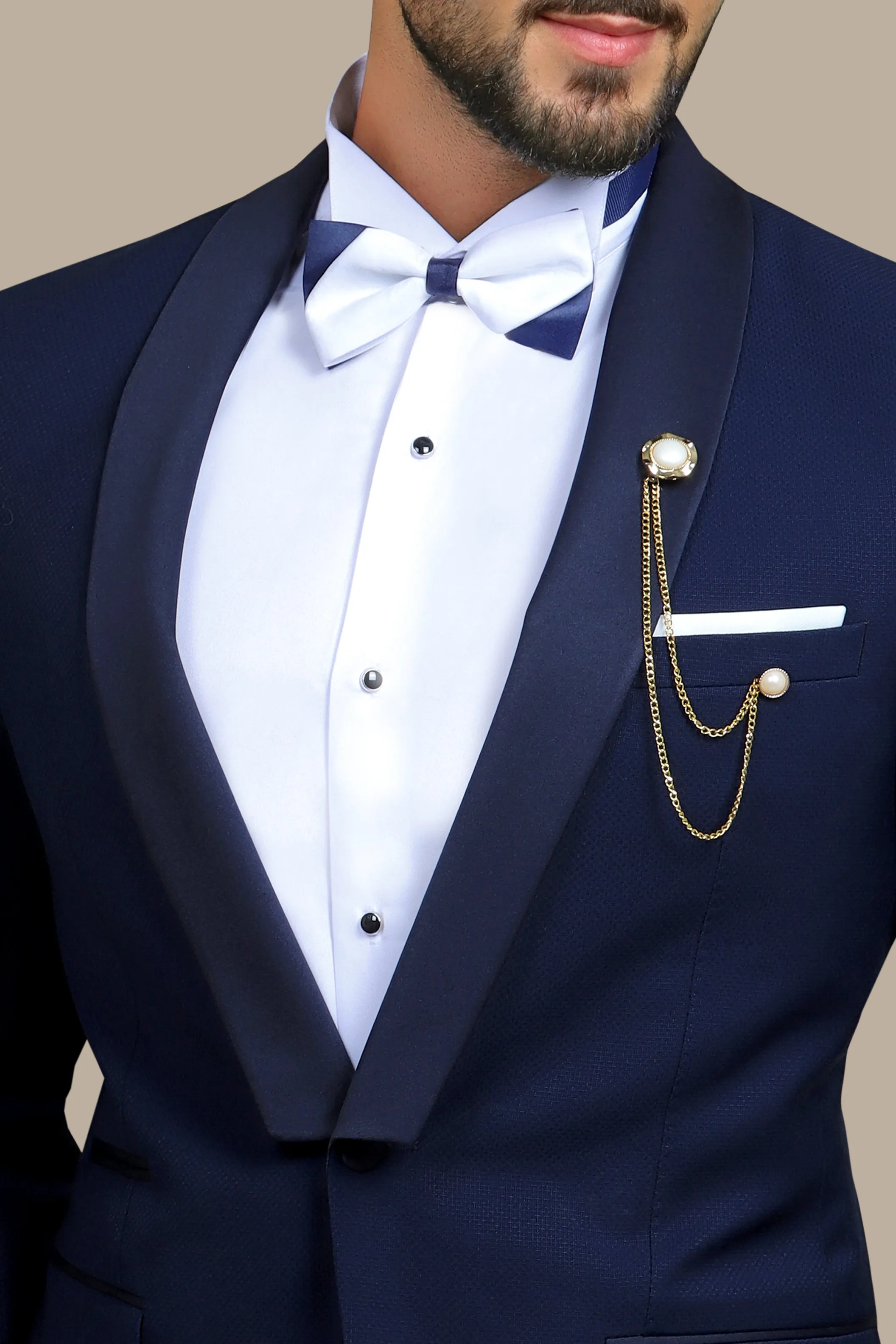Navy Structured Shawl Collar Tuxedo