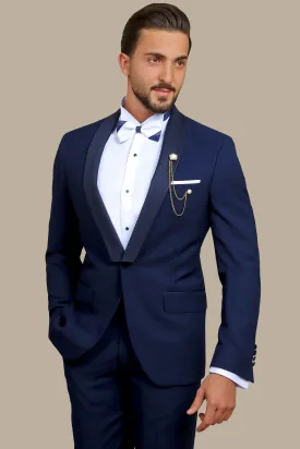 Navy Structured Shawl Collar Tuxedo