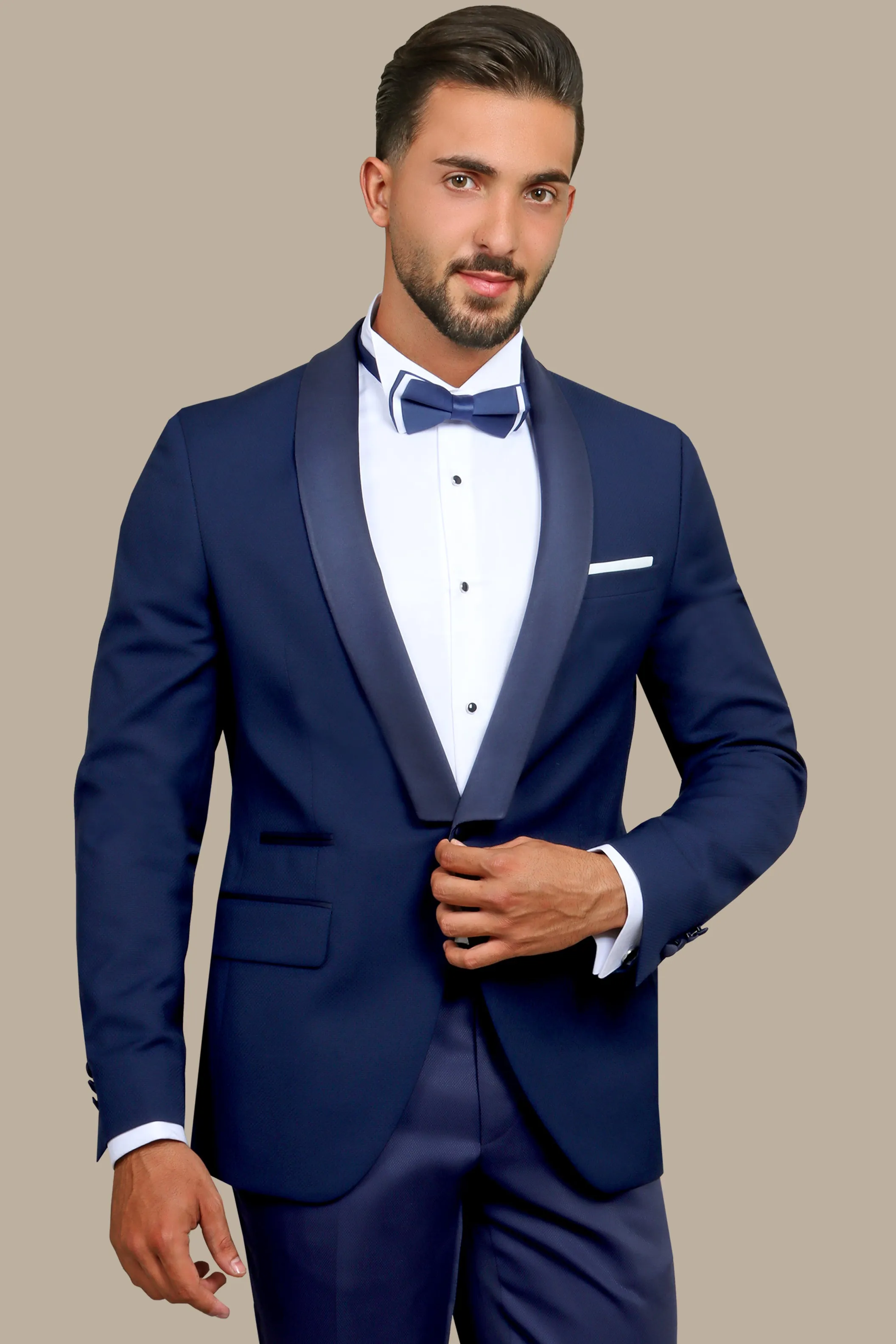 Navy Structured Shawl Collar Tuxedo