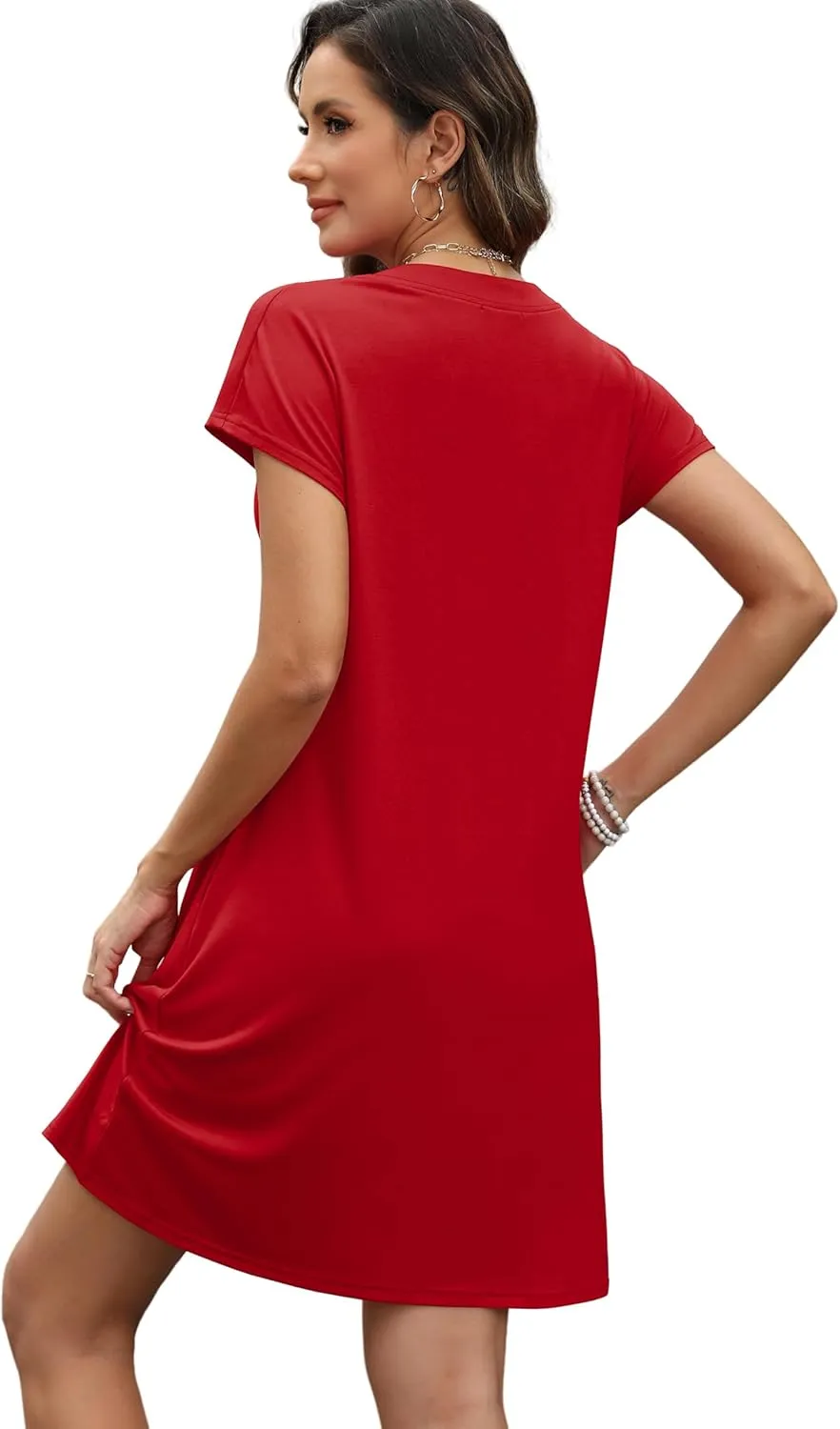 OFEEFAN Summer Dresses for Women Beach Cover Ups for Women with Pockets V Neck Swimsuit Loose Fit