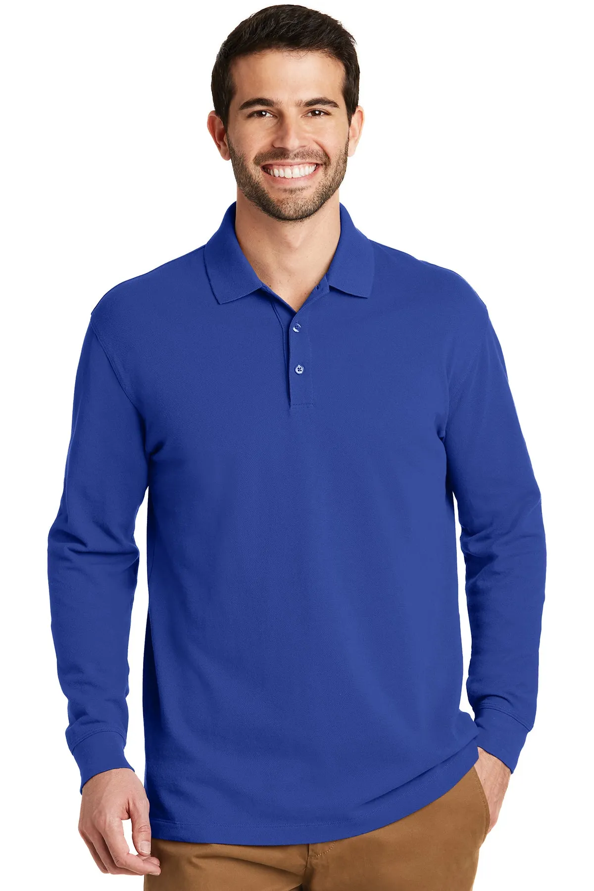 Port Authority EZ Cotton Long Sleeve Pique Polo Shirt