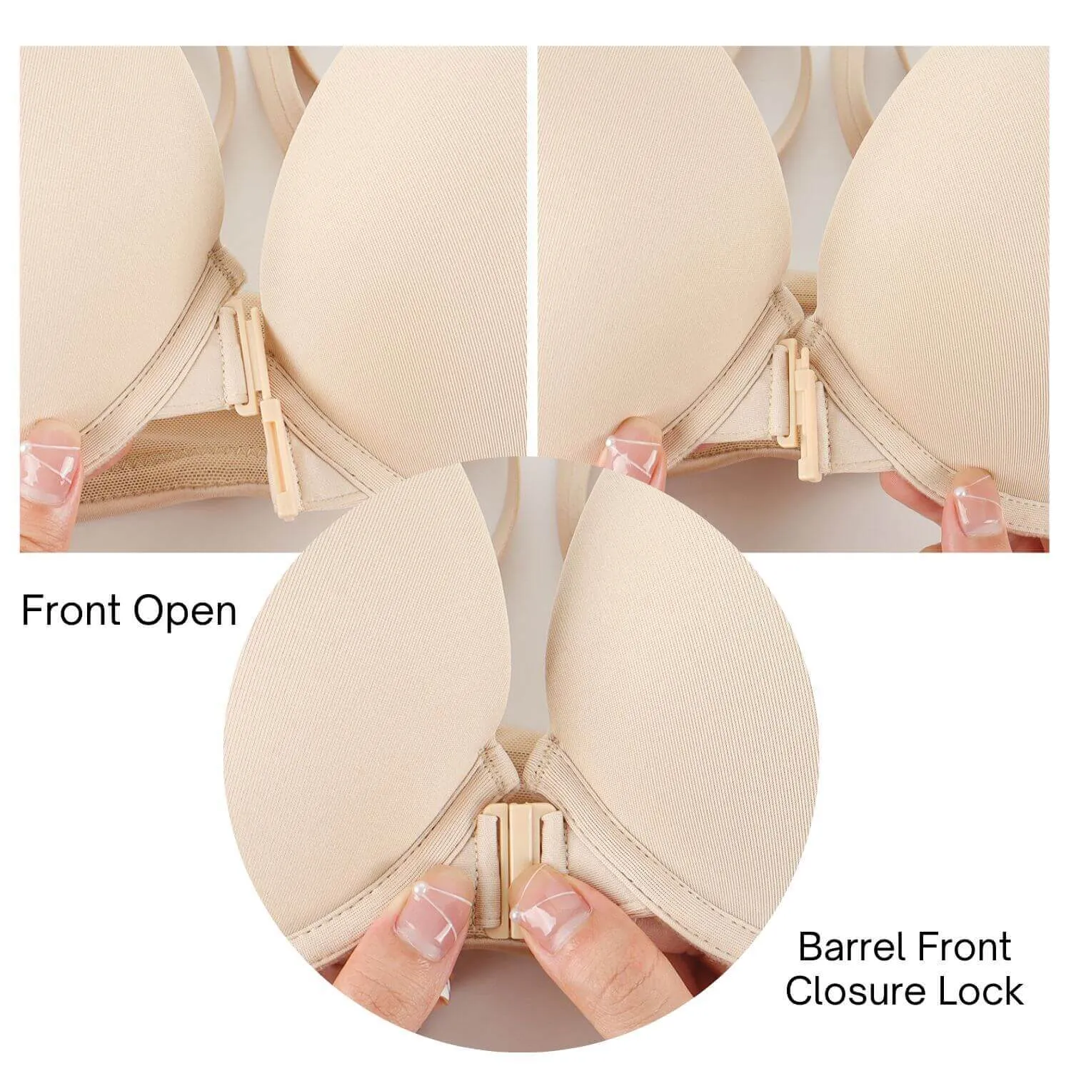 Push Up Front Closure Racerback Seamless Lift Up T-Shirt Bra