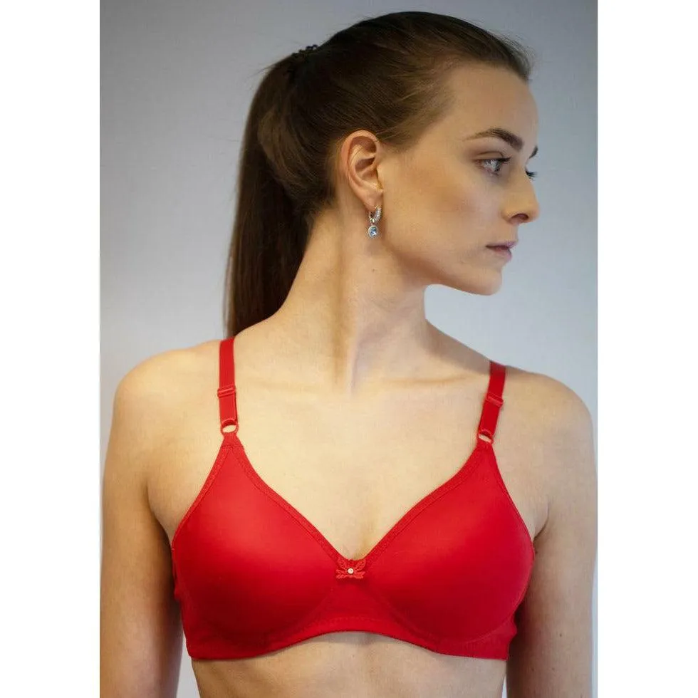Red Clarkia - Padded Non-Wired T-Shirt Bra
