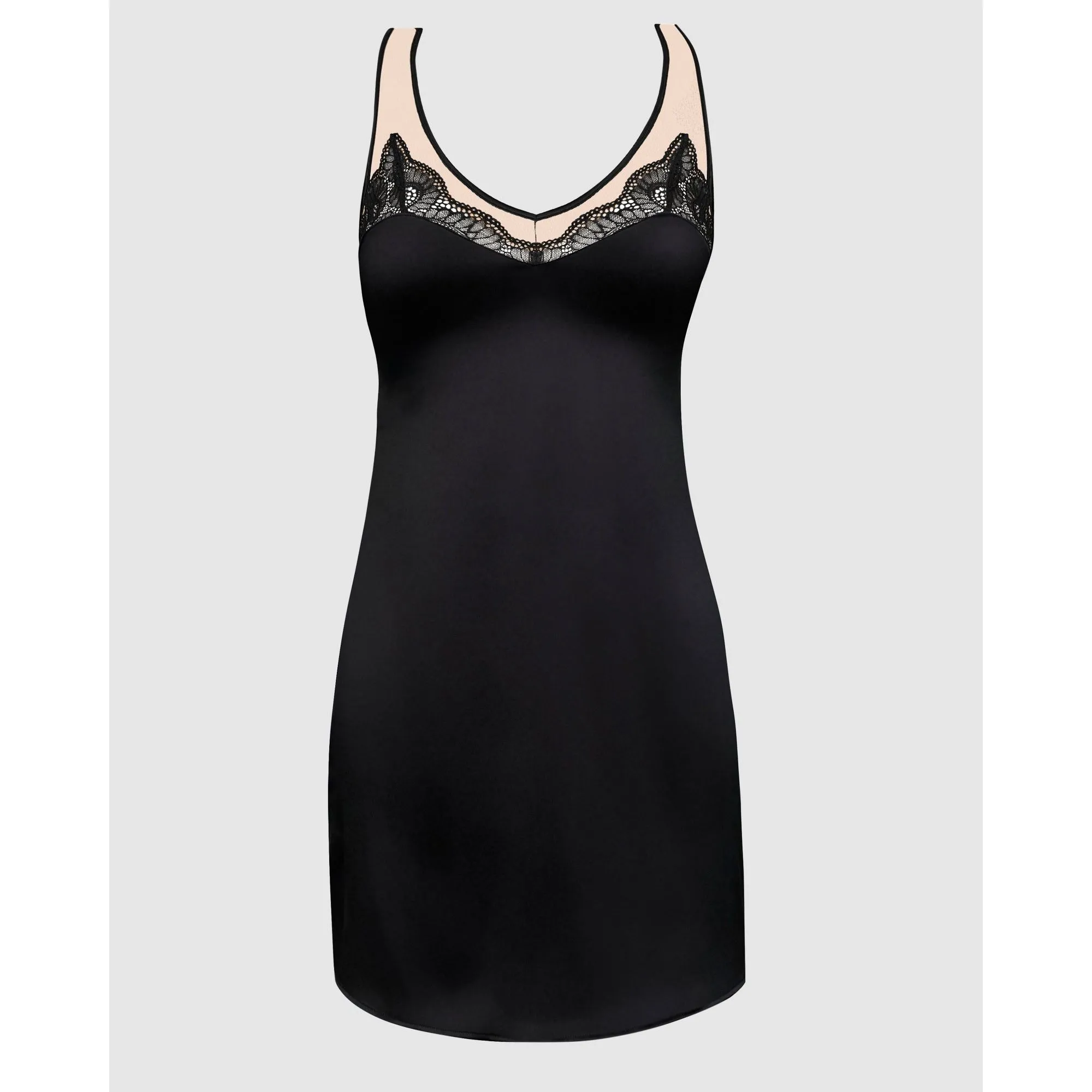 Serena Short Sleeveless Satin Nightie With Lace