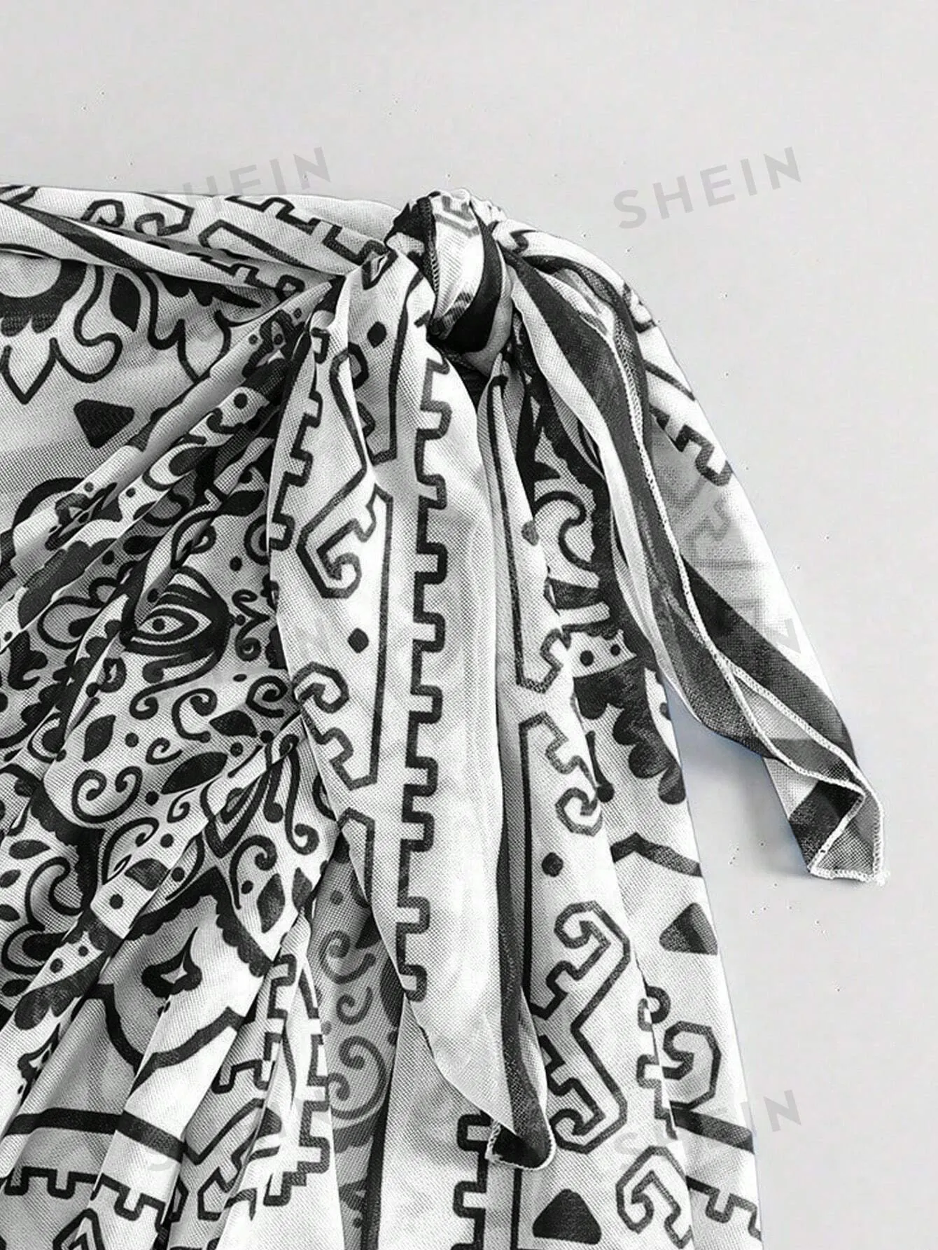 SHEIN Swim Vcay Summer Beach Women Floral Print Vacation Style Waist Tie Cover Up Skirt