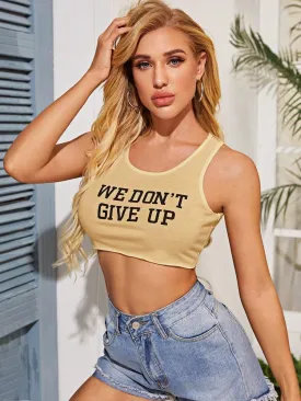 Slogan Graphic Crop Tank Top