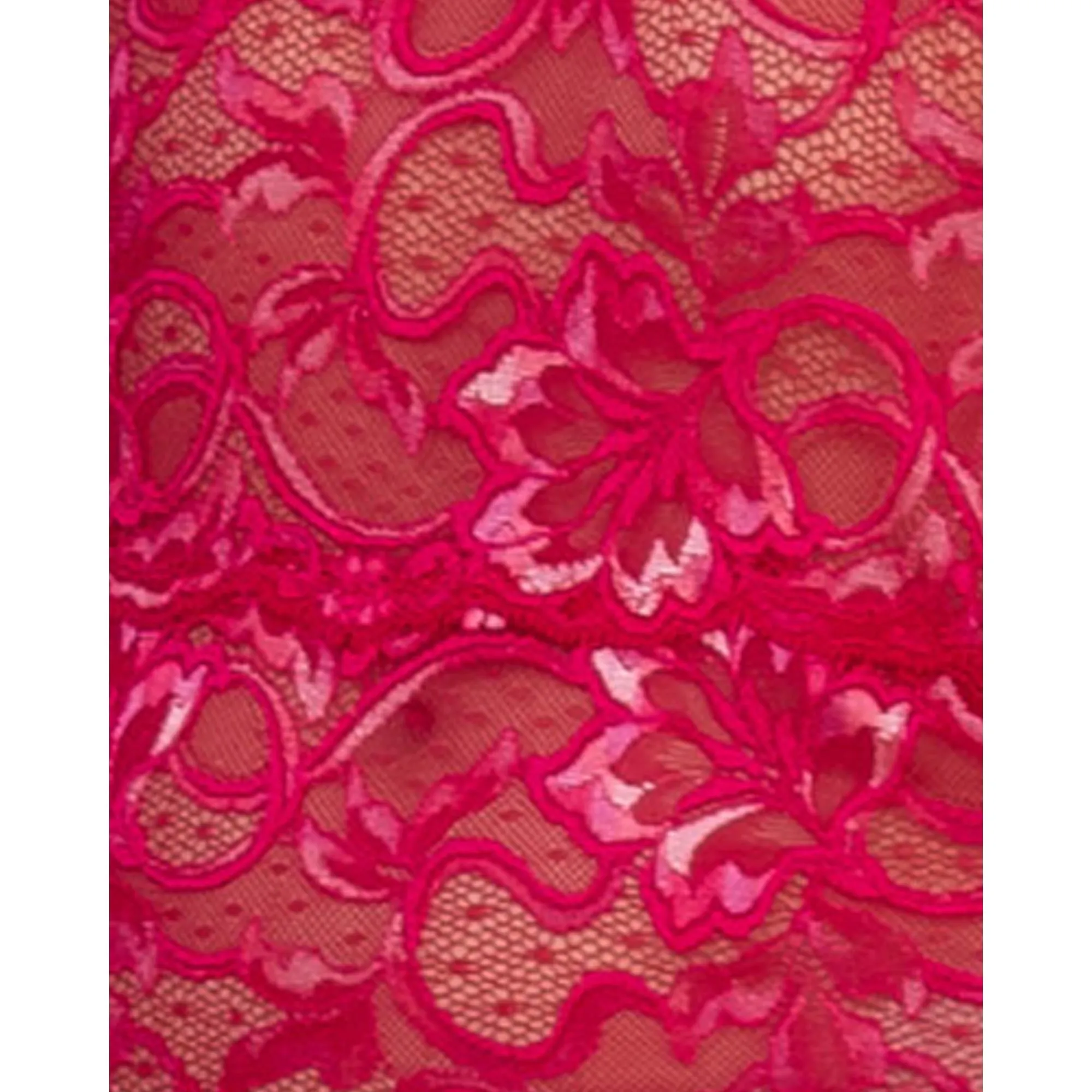 Spaghetti Strap Short Sheer Lace Chemise-Ruby