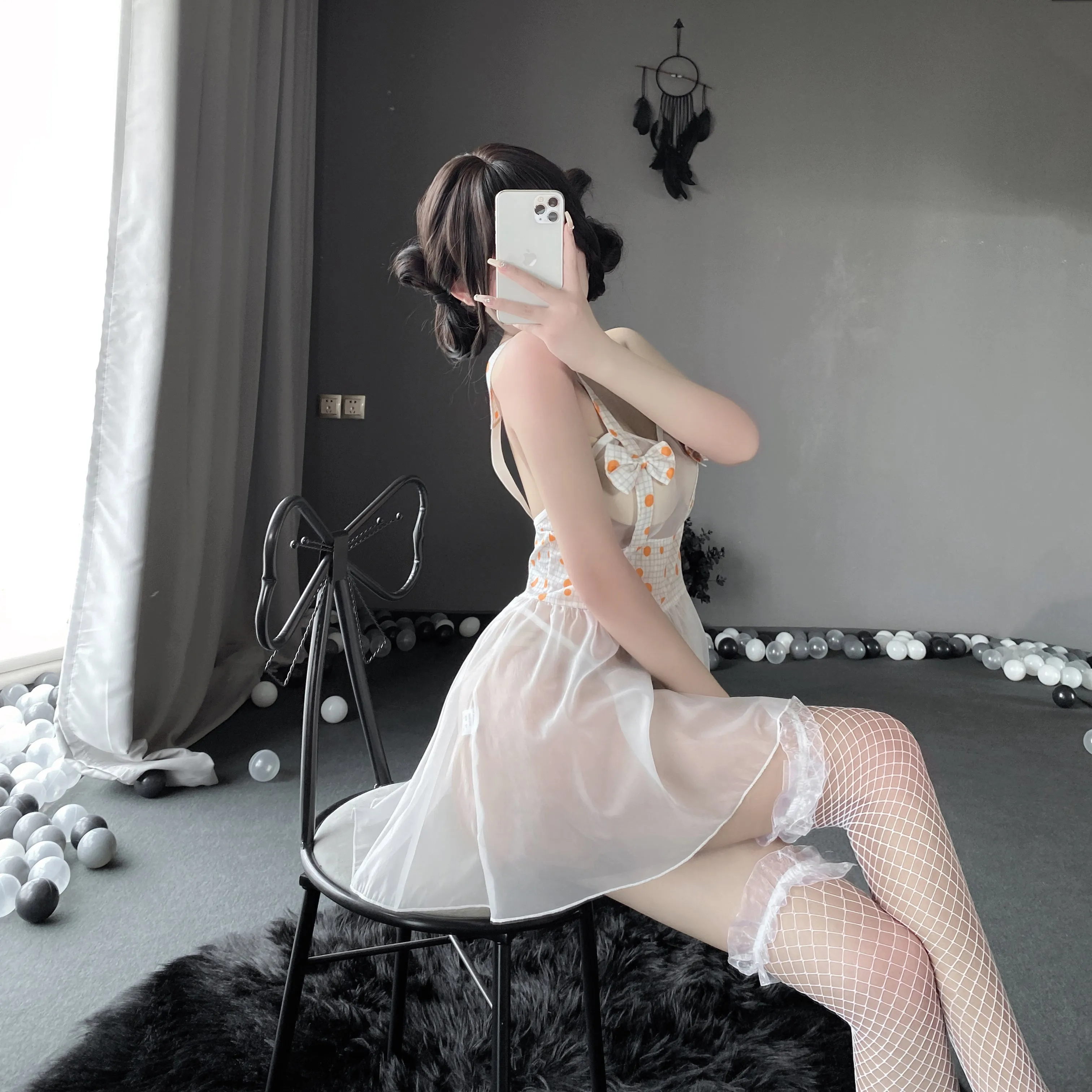 T-2603  Sheer open crotch dress erotic lingerie nightdress