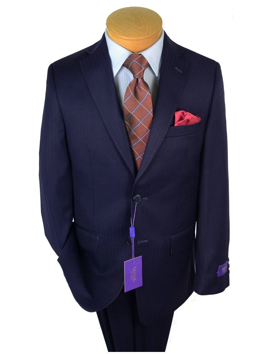 Tallia Purple 19108 65% Wool/ 35% Polyester Boy's Suit - Tonal Stripe  - Navy