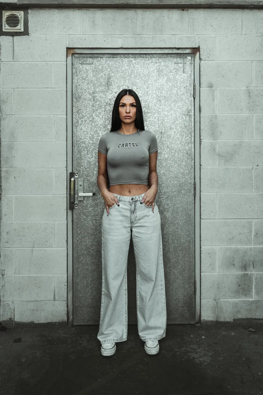 The Sorority Baby Tee - Grey