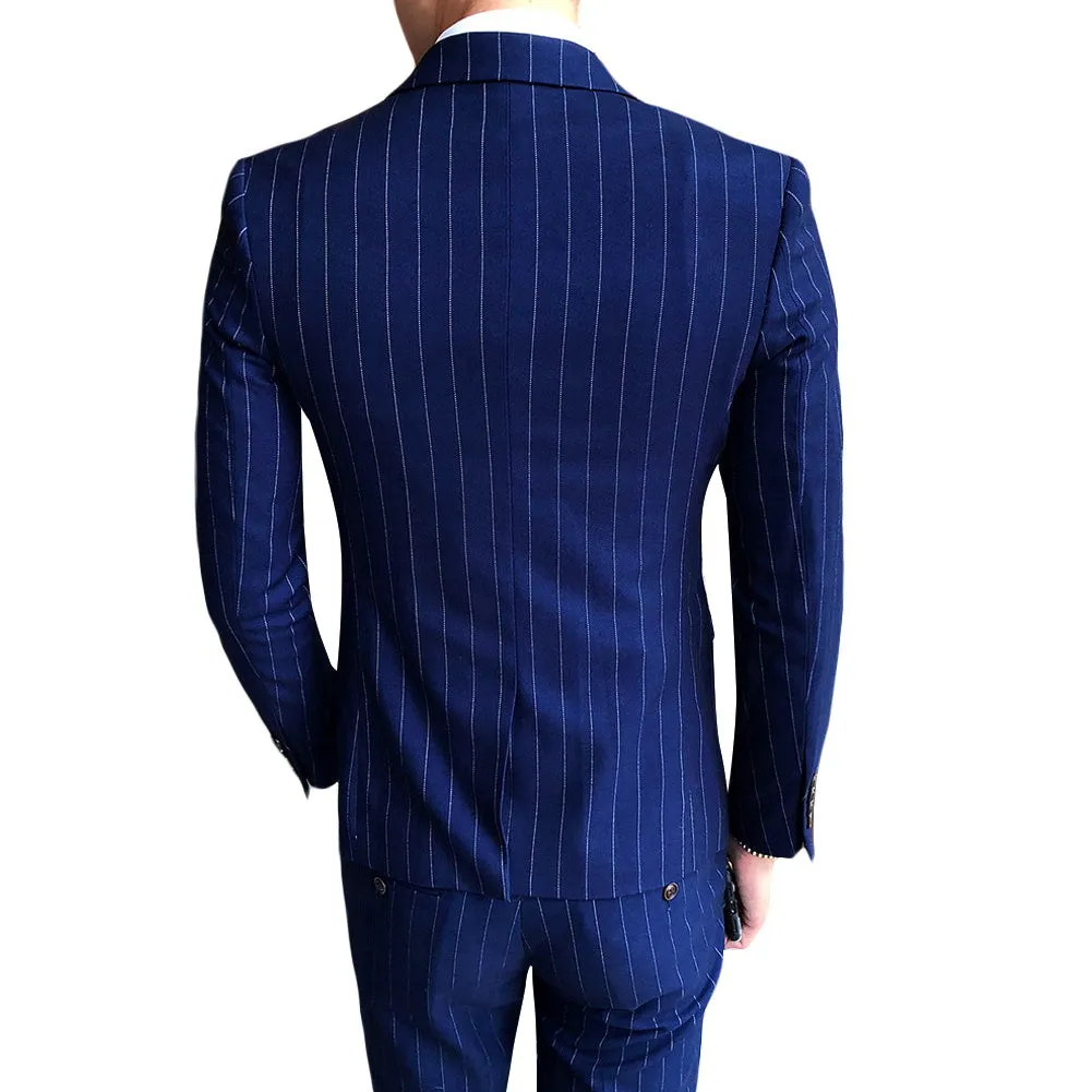 Three Piece Nagaro Blue Suit Stripe Design Suit